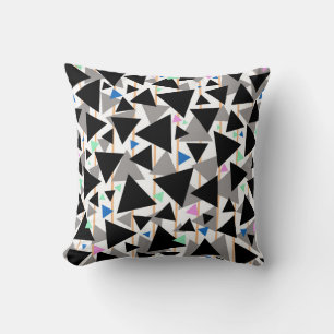 Black And Grey Geometric Triangle Cushion