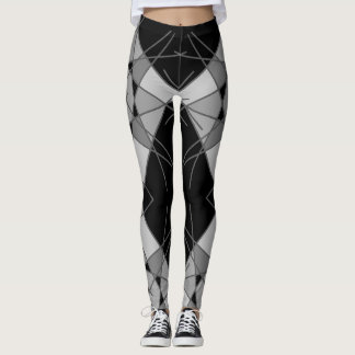 Black and Grey Geometrical Leggings by Joya Eve
