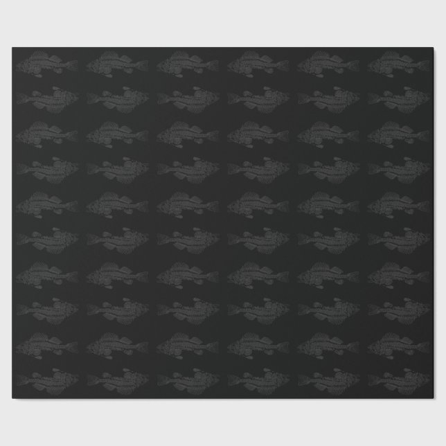 Black and Grey Ghost Fish Wrapping Paper (Seam)