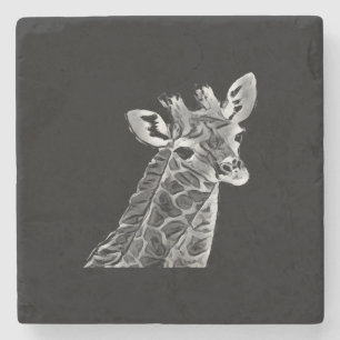 Black and grey giraffe stone coaster