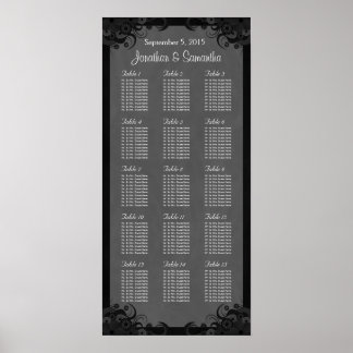 Black and Grey Goth Wedding 15 Table Seating Chart