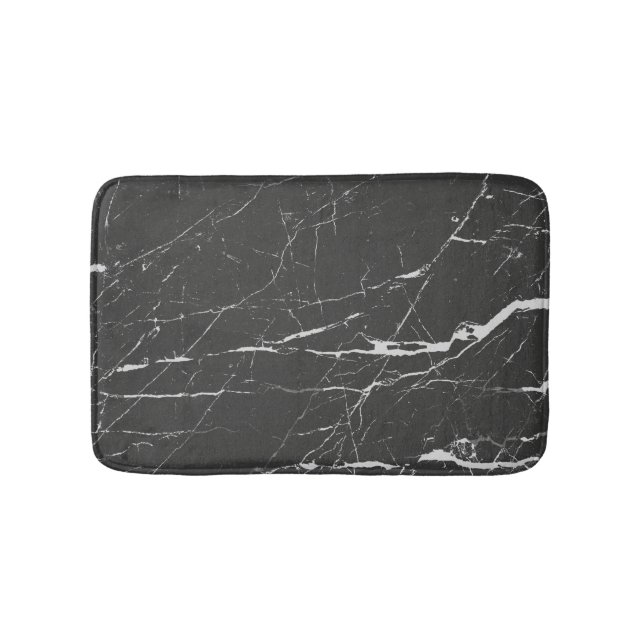 Black And Grey Grain Marble Stone Bath Mat (Front)