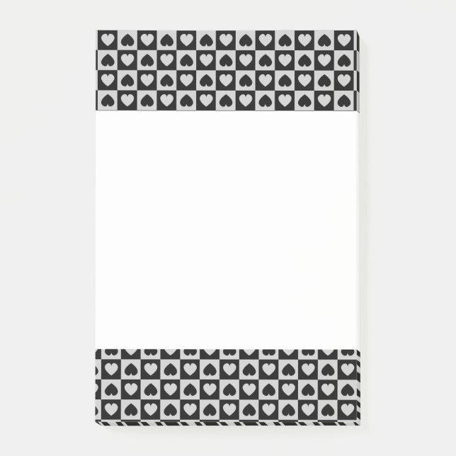 Black and Grey Heart Design Post-it Notes (Front)