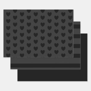 Black and Grey Hearts Tissue Paper HAMbyWG