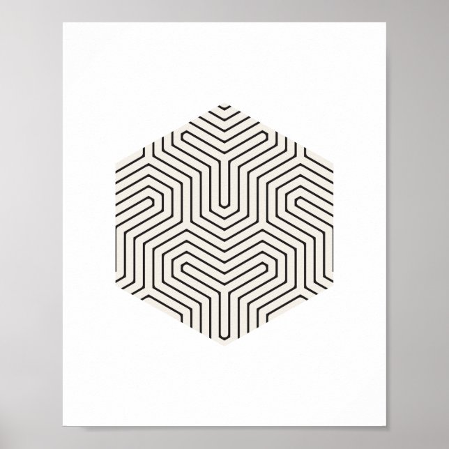Black and Grey Hexagon Geometric Wall Art (Front)