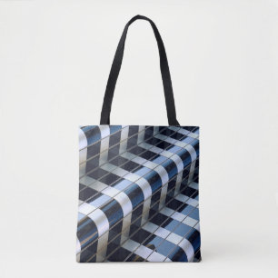Black and grey high-rise building tote bag
