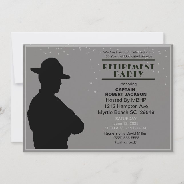 Black and Grey Highway Patrol  Retirement Party    Invitation (Front)