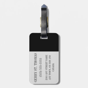 Black and Grey Initial Colour Block Luggage Tag