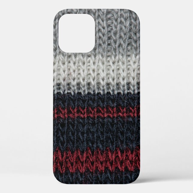 Black and grey knitting wool with red and white st Case-Mate iPhone case (Back)
