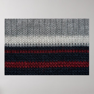 Black and grey knitting wool with red and white st poster