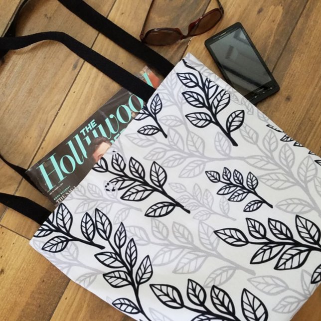 Black and Grey Leaves Tote Bag (Creator Uploaded)