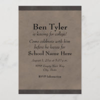 Black and Grey Leaving For College Party Invite