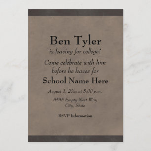 Black and Grey Leaving For College Party Invite