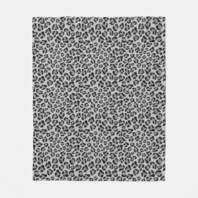 Black and grey Leopard pattern, cheetah pattern   Fleece Blanket (Front)