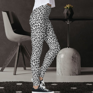 Black And Grey Leopard Print Animal Skin Pattern Leggings