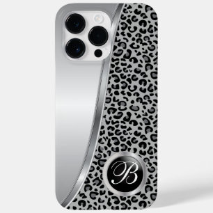 Black and Grey Leopard Print   Monogram Case-Mate iPhone 14 Pro Max Case
