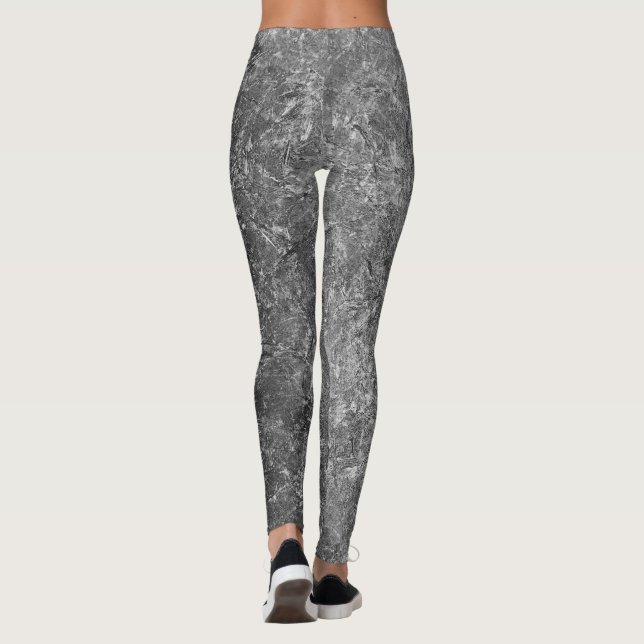 Black and Grey Marbled All-Over-Print Leggings (Back)