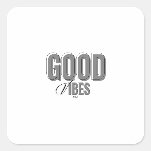 Black and Grey Minimalist Good Vibes Sticker (Front)