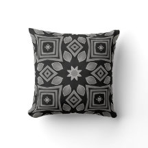 Black and Grey Modern Design Throw Pillow