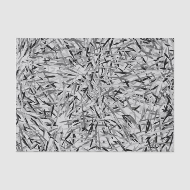 Black and Grey Modern Floral Print Tissue Paper (Front)