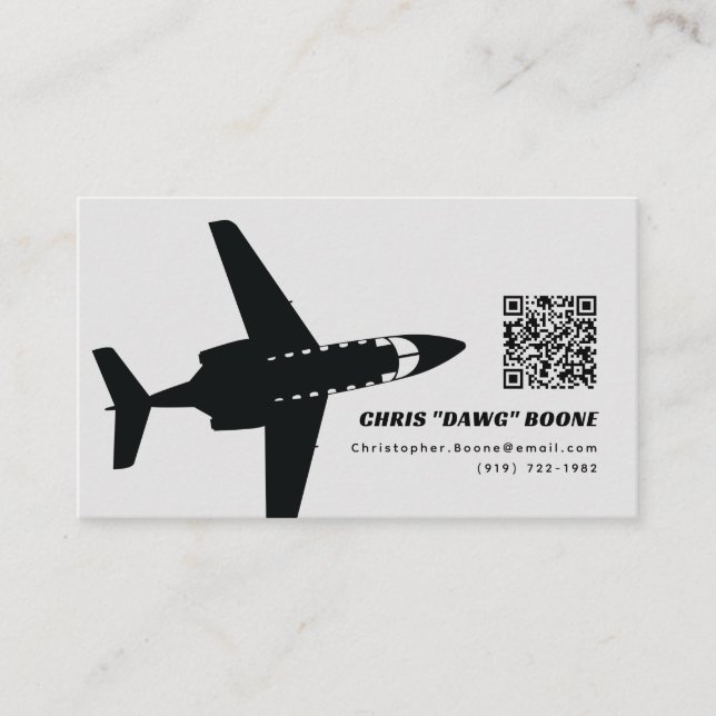 Black and Grey Modern T-1 Flight Instructor Business Card (Front)
