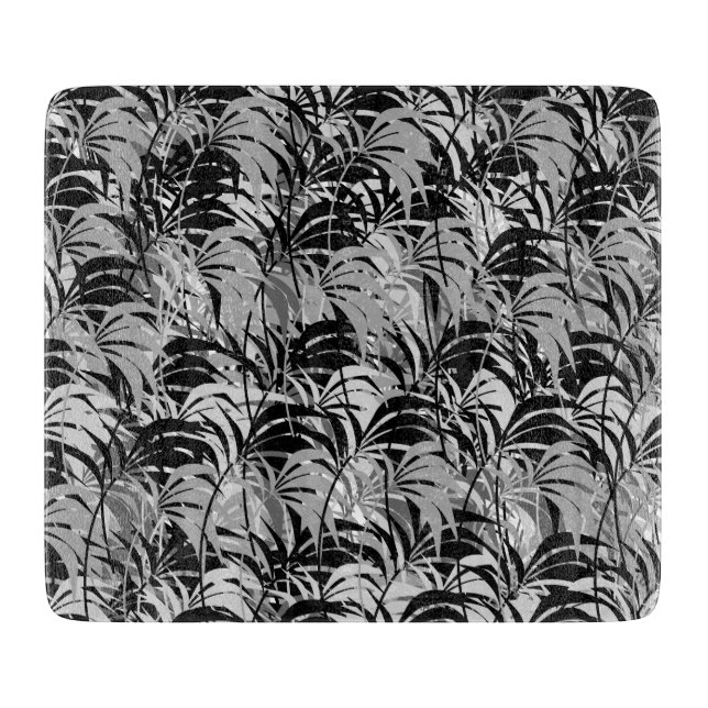 Black and Grey Palms Cutting Board (Front)