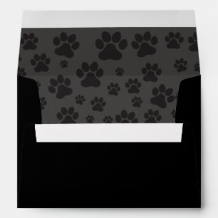 Black and grey paw print invitation envelope