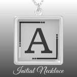 Black and grey personalised initial silver plated necklace<br><div class="desc">Personalised necklace /  pendant.
Add your initial.
Colour scheme: black and grey</div>