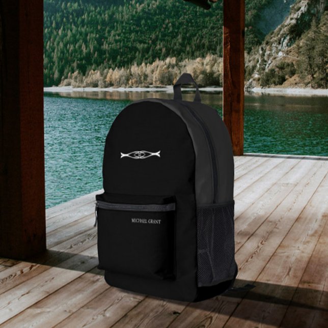 Black and Grey Personalised Printed Backpack (Creator Uploaded)