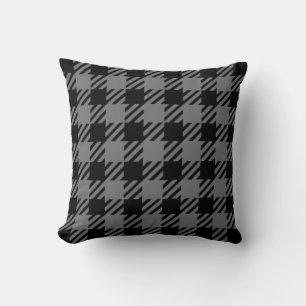 Black and Grey Plaid Pattern Cushion
