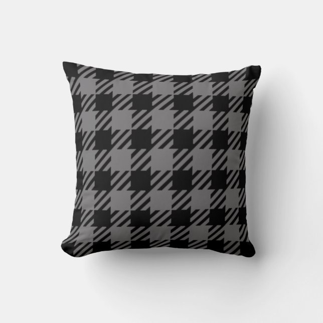 Black and Grey Plaid Pattern Cushion (Front)