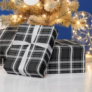 Black and Grey Plaid Wrapping Paper