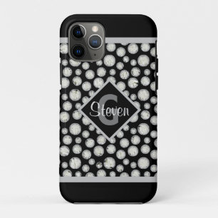 Black and Grey Polka Dots Monogram Case-Mate iPhone Case