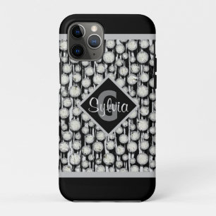 Black and Grey Polka Dots Monogram Stripes Case-Mate iPhone Case