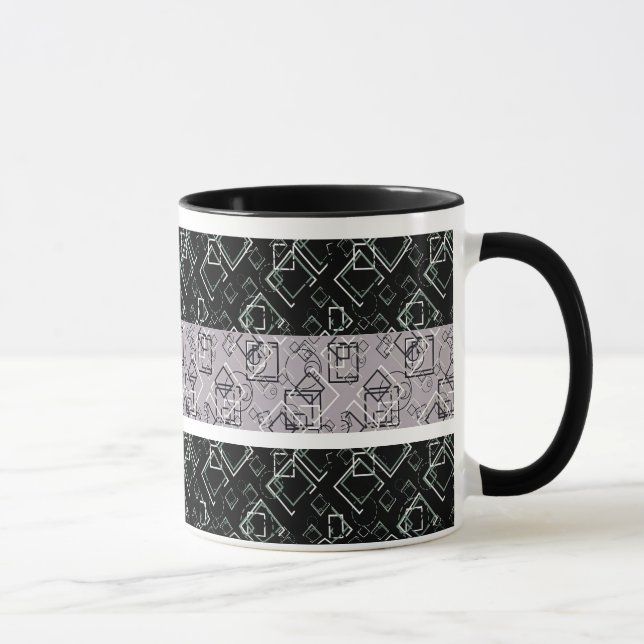 Black and grey retro  pattern mug (Right)