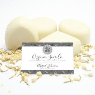 Black and Grey Roses and Leaves Line Art Artisan Business Card