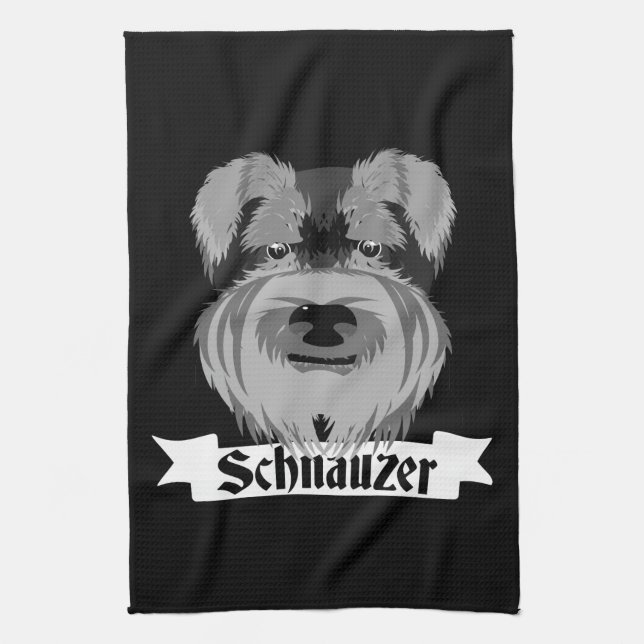 Black and Grey Schnauzer Tea Towel (Vertical)