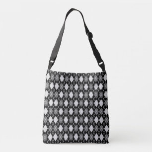 Black and Grey Seamless Argyle Pattern Crossbody Bag