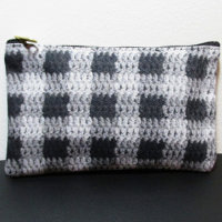 Black And Grey Shades Plaid Artisan Crochet Print 