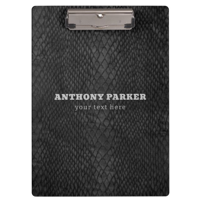 Black and Grey  Snakeskin Pattern  Clipboard (Front)