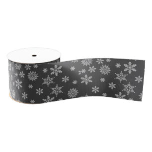 Black and Grey Snowflake Grosgrain Ribbon