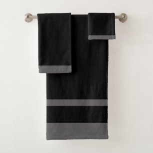 Black And Grey Sport Team Colours Bath Towel Set