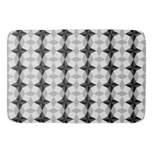 Black and Grey Starbust and Rhombus Pattern Bath Mat
