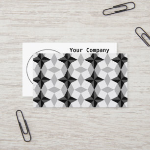 Black and Grey Starbust and Rhombus Pattern Business Card