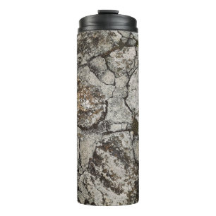 Black and grey stone fragment thermal tumbler
