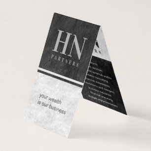 Black and Grey Stone Monogram Accountant Folded Business Card