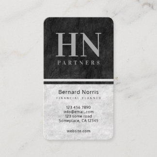 Black and Grey Stone Texture Monogram Accountant Business Card