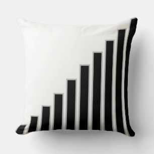 Black and Grey Striped Bars on White Throw Pillow
