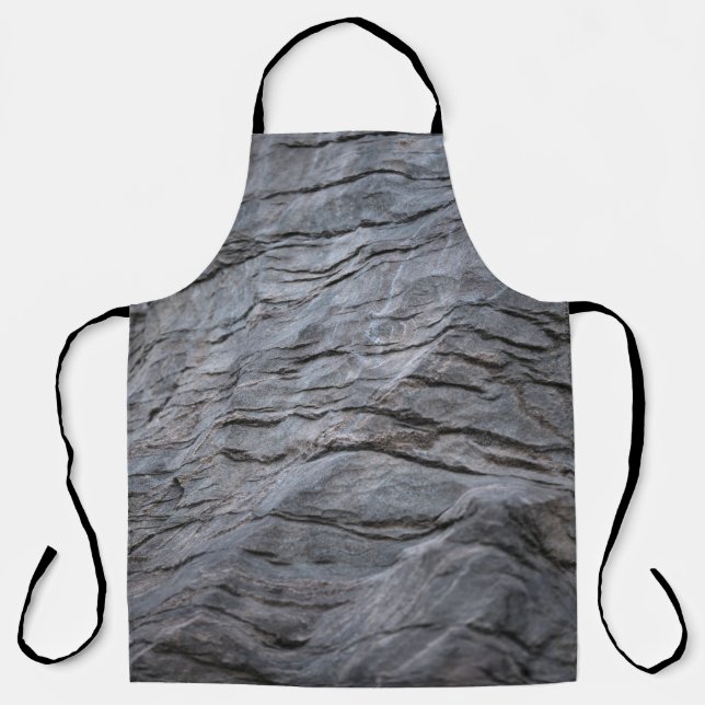 Black and grey striped textile apron (Front)