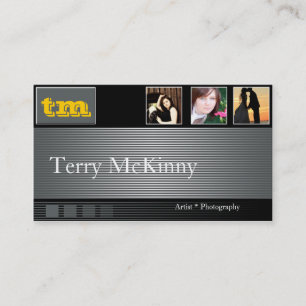 Black and Grey Stripes and Cubes Business Card